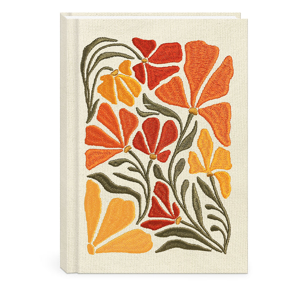 Lady Jayne - 6" x 8.5" Hardcover Embroidered Fabric Journal - Poppy