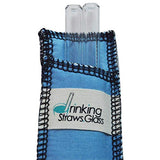 Drinking Straws.Glass - Double Glass Straw Set -  9.5mm x 8" - Baby Blue Case