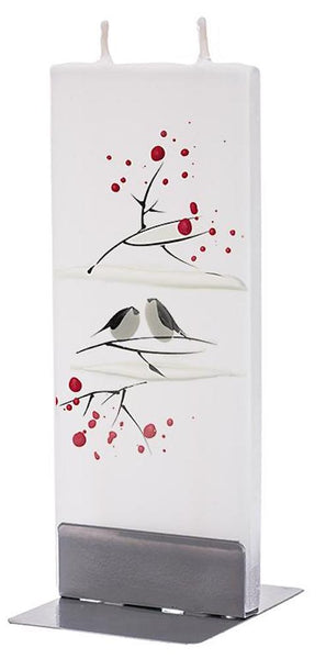 Flatyz - Twin Wick Flat Candle - Winter Birds On White