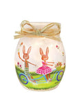 Stony Creek - 4" Frosted Glass USB Lighted Jar - Bunny Parade