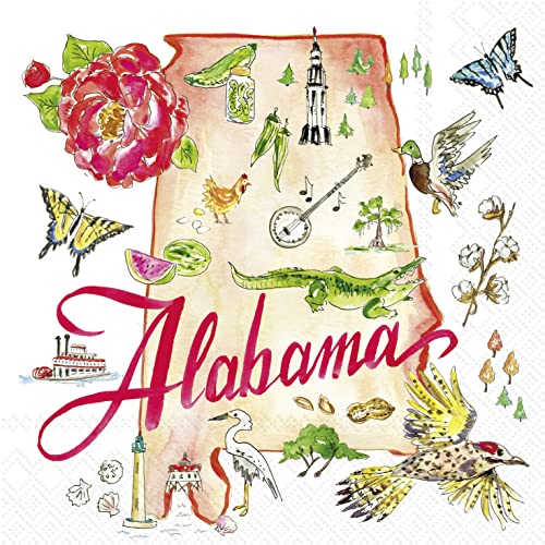 Boston International - 3-Ply 5" Cocktail Napkins - State Collection - Alabama