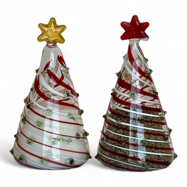 Gift Essential - Blown Glass Salt & Pepper Set - White & Red Christmas Trees