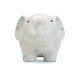 Child To Cherish - White Elephant Money Bank - Blue Polka Dot