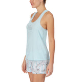 Kensie - Tank & Boxer Lounge Set - Aqua Floral "Mrs." - Large