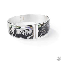 Bilston Battersea Enamels - Bangle Bracelet - Panther Silver Clasp