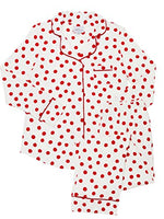 The Cat's Pajamas Knit Pajama Set - Sprinkle Dots Red - Women Medium