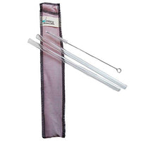 Drinking Straws.Glass - Double Glass Straw Set -  9.5mm x 8" - Pink Case
