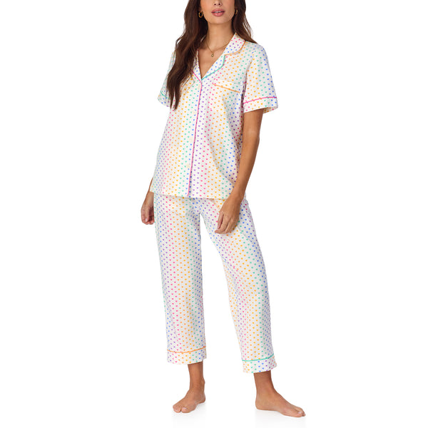 BedHead - Classic Stretch Cropped Jersey PJ Set - Cherry Hearts - Small