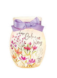 Stony Creek - 4" Glass USB Lighted Jar w/Purple Ribbon - Encouragement Floral