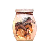 Stony Creek - Frosted Glass - 3" Lighted Vase - 3 Running Thoroughbreds