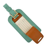Graphic Image- Goatskin Leather - Passport Case & Luggage Tag - Robin's Egg Blue