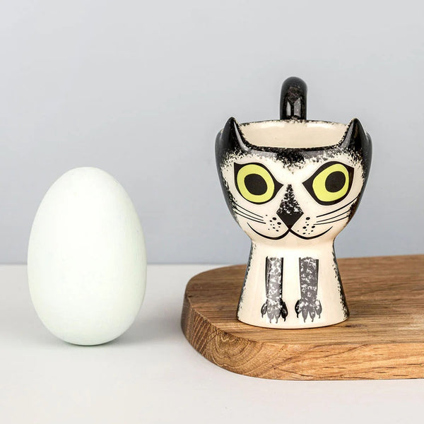 Hannah Turner - Egg Cup - Black & White Cat