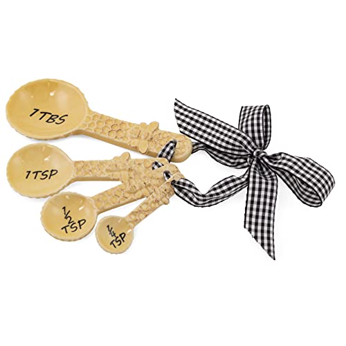 Boston International - Embossed Measuring Spoons - Set of 4 - Honeycomb