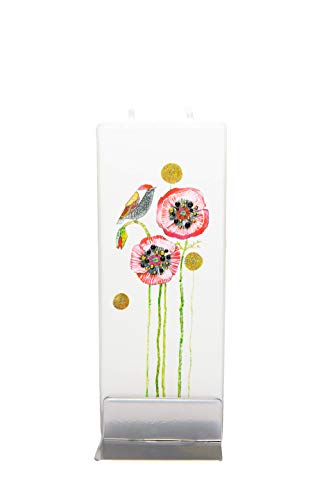 Flatyz - Twin Wick Flat Candle - Bird On Poppies