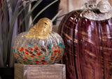 Boston International Decorative Tabletop Glass Pumpkin, Large, Mellow Mauve