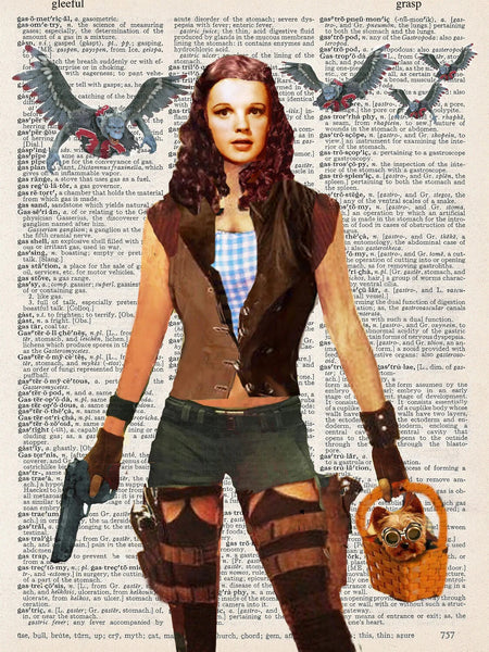 ArtNWordz -  Vintage Recycled Dictionary Print - Off To Off The Wizard