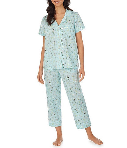 BedHead - Short Sleeve Cropped PJ Set - Spring Garden - Large