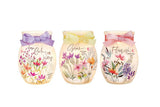 Stony Creek - 4" Glass USB Lighted Jar w/Pink Ribbon - Encouragement Floral
