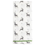 Boston International - 28"x18" Tea Towel Set - Gray Reindeer & Stripes