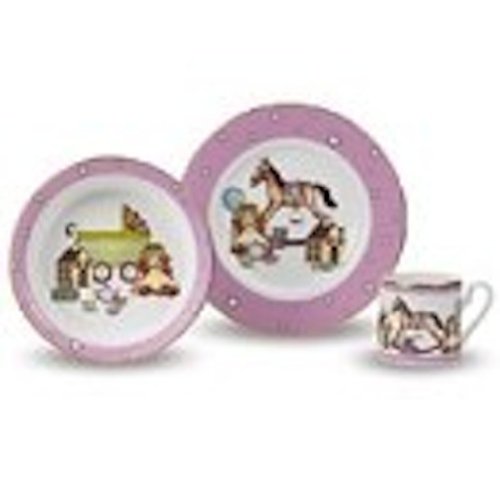 Halcyon Days - Children's 3-Piece Dishes Gift Set - Girls Pink