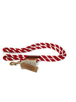 Auburn Leather - Natural Cotton Dog Leash w/ Leather Accents - 72" - Red/White