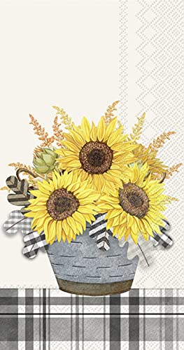 Boston International - Paper Guest Towel 16 Count - Gingham Sunflowers