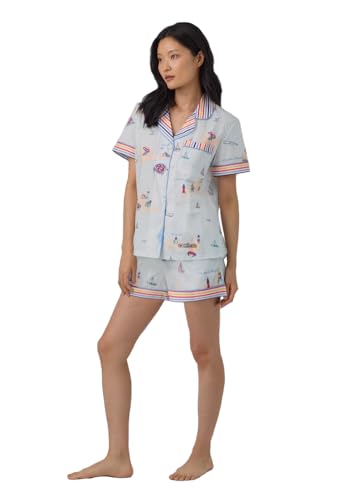 BedHead - S/S Cotton Poplin Shorty PJ Set - Eastern Seaboard - Medium