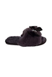 Pretty You London - Faux Fur Slide w/ Jewel & Bow Slipper - Smoke - Small