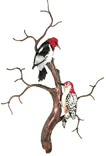 Bovano - Wall Sculpture - Red Headed & Red Bellied Woodpeckers 16"