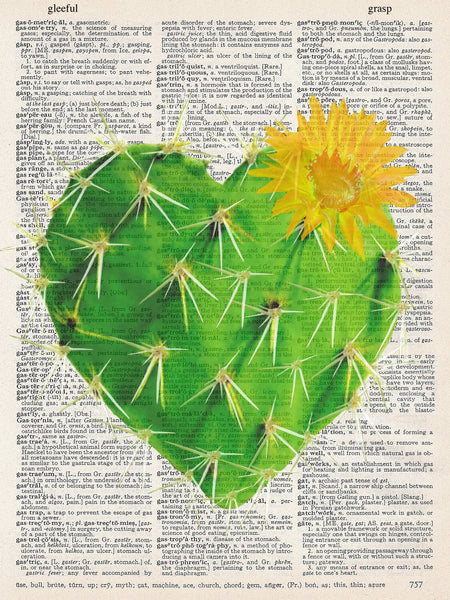 ArtNWordz -  Vintage Recycled Dictionary Print - Cactus Heart