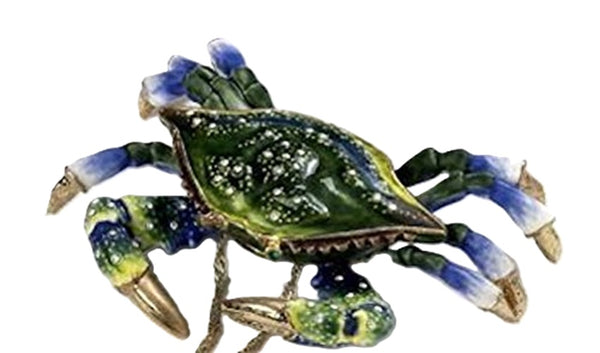 Kubla Craft - Bejeweled Enamel Trinket Box - Colorful Blue Crab