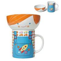 Miya Company - Bowl & Mug Set of 2 - Japanese Blue Rocket