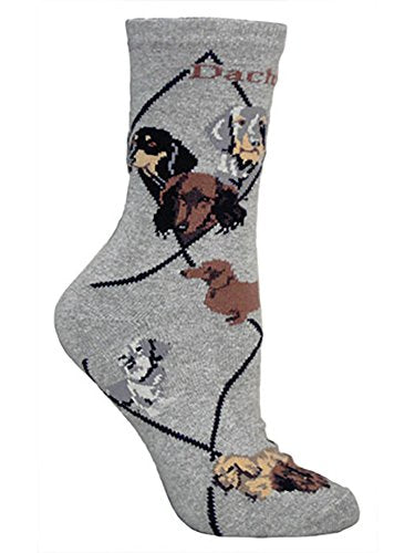Wheel House Designs Socks - Dachshunds (3) on Gray Socks - 9-11