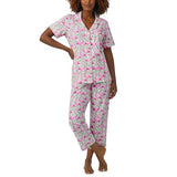 BedHead - S/S Stretch Jersey Cropped PJ Set - Flamingo Bay - Large (12-14)