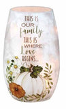 Stony Creek - 5" Frosted Lighted Vase - This is Our Family. This is Where Love Begins