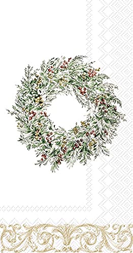 Boston International - Paper Guest Towel 16 Count - Holiday Berry Wreath