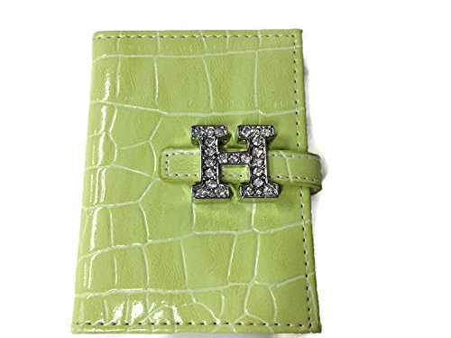 Russ Berrie - Pocket Size Notebook - Green - Rhinestone Monogrammed"H" [Office Product]