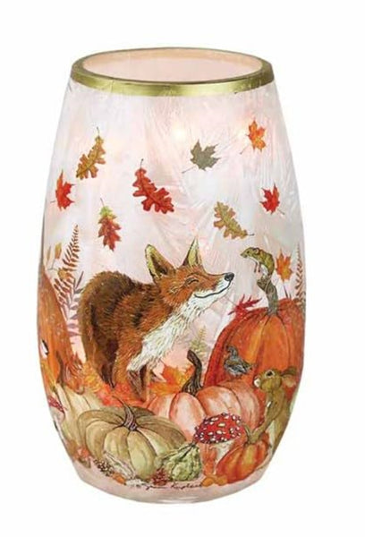 Stony Creek - Frosted Glass - 5" Lighted Vase - Forest Friends