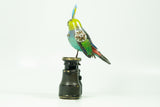 Mullanium - Steampunk Inspired Sculpture - Green & Purple Bird with Turned Head