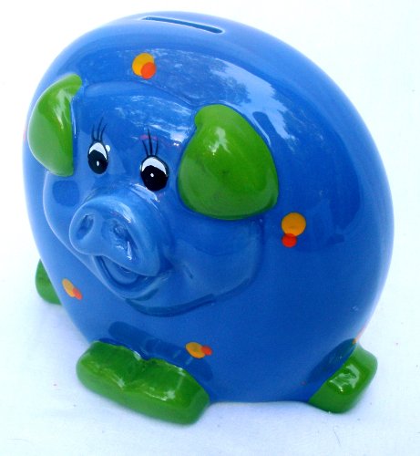 LaVie - Piggy Bank - Flat Pig - Blue & Green