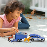 Breyer Horses Farms Land Rover and Tag-a-Long Trailer and Playset | Die Cast | 3.25” H x 10.5” L x 2.5” D | 2 Stablemates Horses Included | 1:32 Scale | Model #59216, Multi