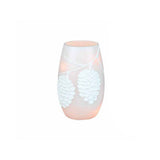 Stony Creek - 5" Frosted Lighted Vase - Glistening Pine Cones Silver