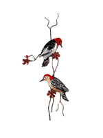 Bovano - Wall Sculpture - Red Headed & Red Bellied Woodpeckers 13"