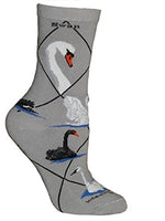 Wheel House Designs Socks - Swan On Grey Socks - 9-11