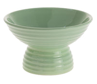 Boston International - 5" x 3.5" Ceramic Pedestal Serving Dish - Ribbed Lustrous Aqua