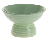 Boston International - 5" x 3.5" Ceramic Pedestal Serving Dish - Ribbed Lustrous Aqua