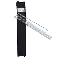 Drinking Straws.Glass - Double Glass Straw Set -  9.5mm x 8" - Black Case