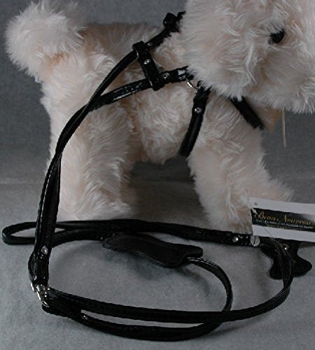 Beau Nouveau - Step-In Dog Harness & Leash - Black Leather - Medium