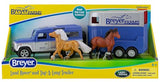 Breyer Horses Farms Land Rover and Tag-a-Long Trailer and Playset | Die Cast | 3.25” H x 10.5” L x 2.5” D | 2 Stablemates Horses Included | 1:32 Scale | Model #59216, Multi