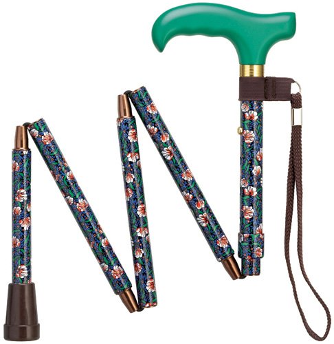 Harvy Canes Women's Ladies Mini-Folding Derby Handle Cane - Trumpet Vine